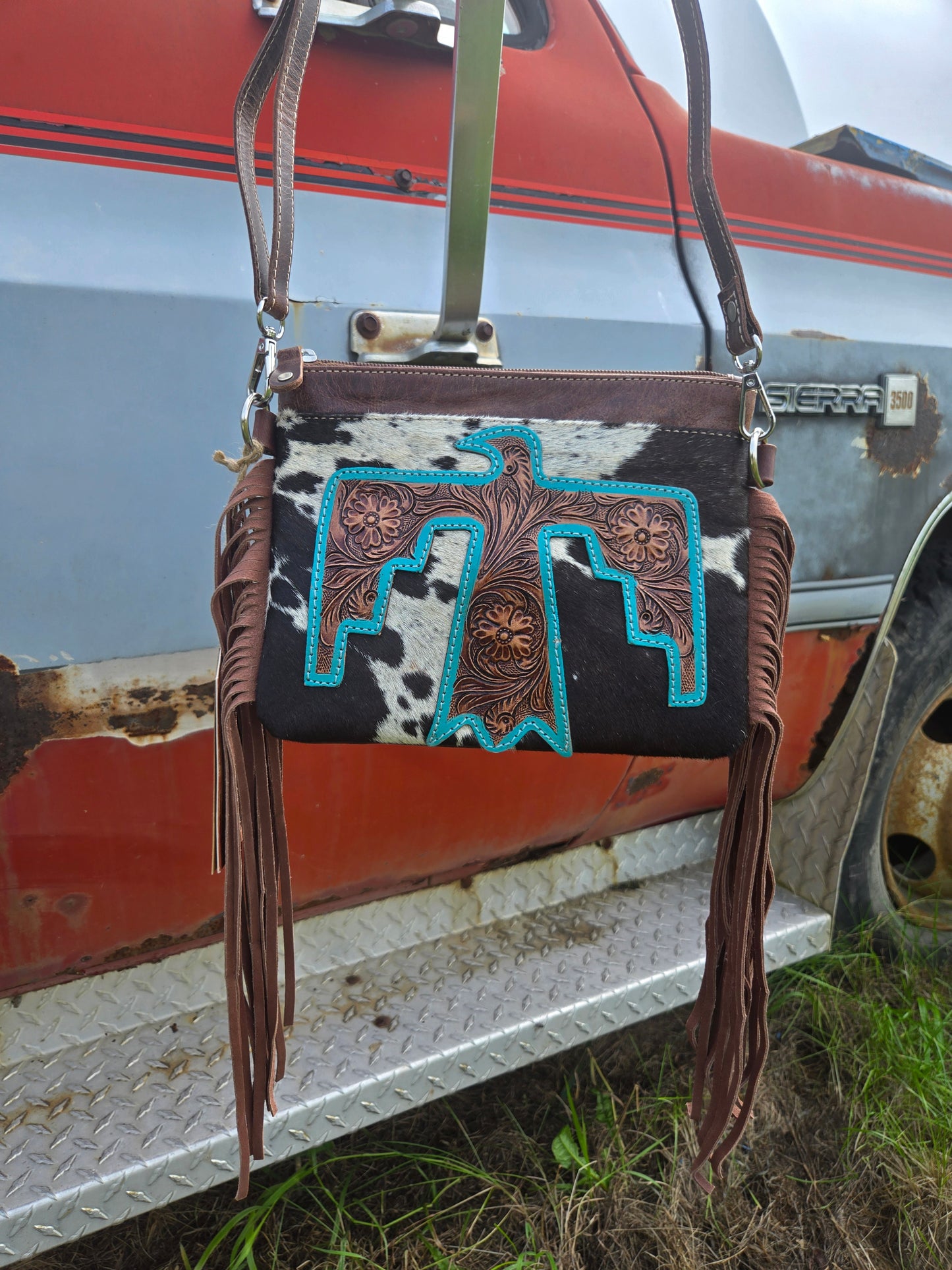 Thunderbird Fringe Cowhide Cross-body bag